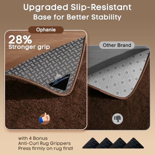Ophanie Small Rug Washable Non Slip Throw Bedside Area Rugs, Fluffy Soft Brown Mini Bedroom Carpet, Affordable Door Entryway Indoor Inside Front Entrance Dog 2x3 Mat, Home Decor Aesthetic, Nursery