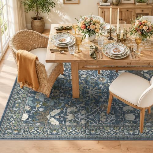 HY HAOYUNLAI Washable 2x2 Floral Square Area Rug Non-Slip Nursery Carpet