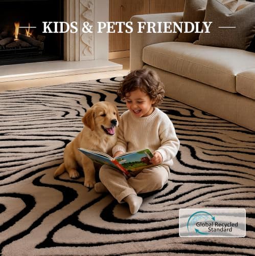 YIHOUSE Zebra Hallway Runner Rugs 2x8: Taupe Bathroom Rug Washable