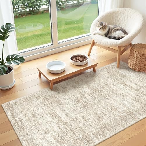 2x4 Rug Runners for Hallways Non Slip,Beige