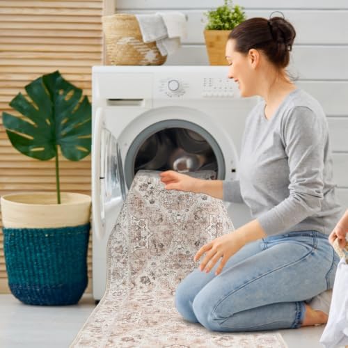 Washable Hallway Runner Rug 4x8: Non Slip Runner Rugs with Rubber Backing