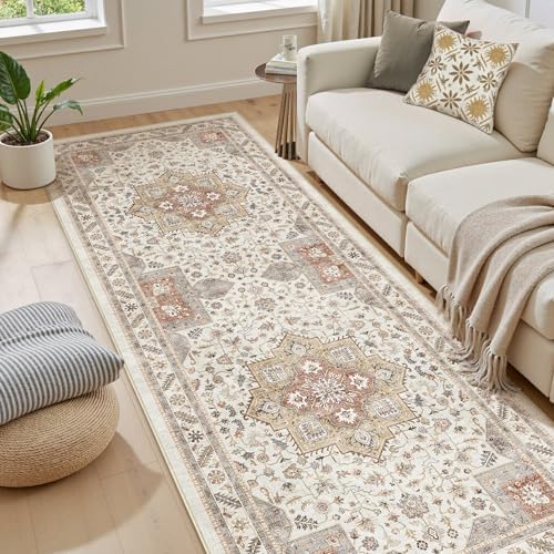 cotiled 3x10 Hallway Runner Rug for Entryway, Non-Slip Vintage, Golden Taupe