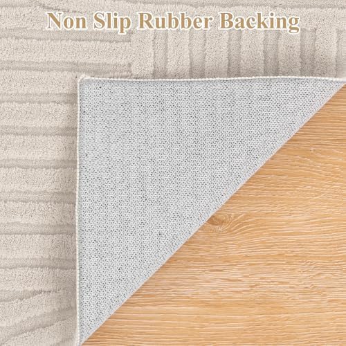 Pauwer 3x5 Area Rugs for Living Room, Modern Non Slip Washable Rug, Beige