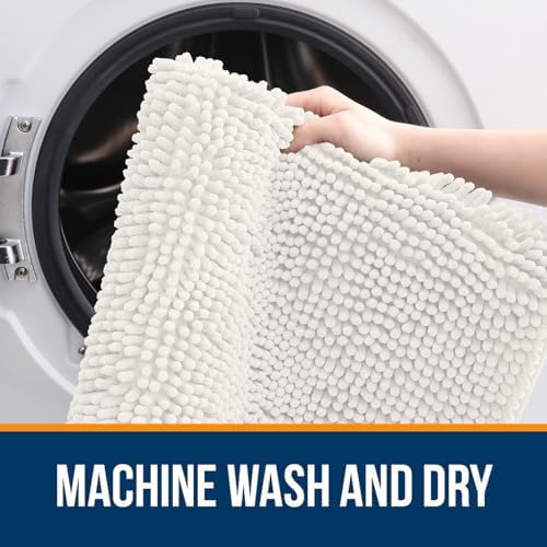 OLANLY Bathroom Runner Rugs 47x17, Extra Soft Absorbent Chenille Bath Rugs