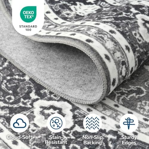 Lessymo 4FT Washable Round Area Rugs for Living Room, Non Slip Circle Rugs