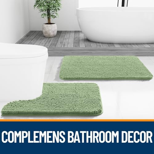 OLANLY Toilet Rugs U-Shaped 20x20, Soft Absorbent Chenille Contour Rugs