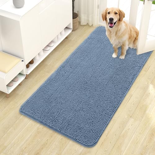 OLANLY Dog Door Mat for Muddy Paws 44x24, Super Absorbent Chenille Mud Mat