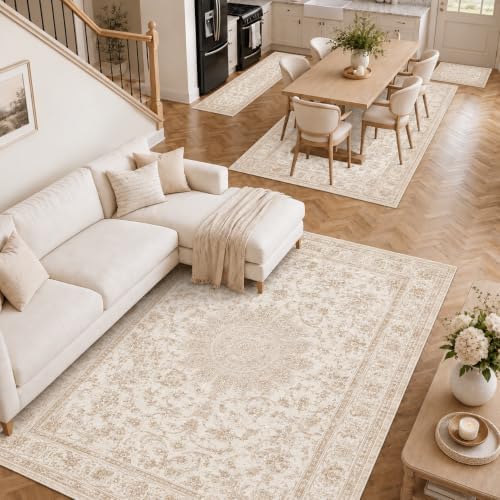 9x12 Washable Area Rug Vintage Soft Non Slip Living Room Bedroom