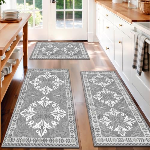Kitchen Rugs Set of 3, Non Slip Washable Floor Mats with Water Absorbent