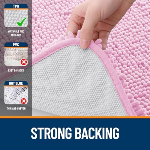 OLANLY Bathroom Runner Rugs 47x17, Extra Soft Absorbent Chenille Bath Rugs