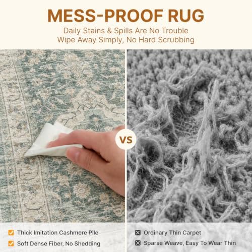 6x9 Washable Area Rug Vintage Soft Non Slip Living Room Bedroom