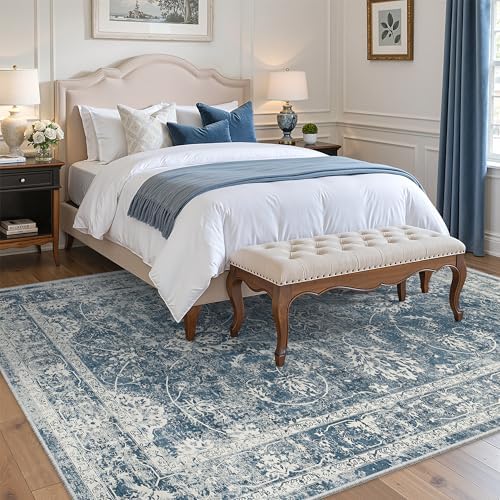 Madane 8x10 Area Rugs for Living Room, Washable Soft Rug Blue