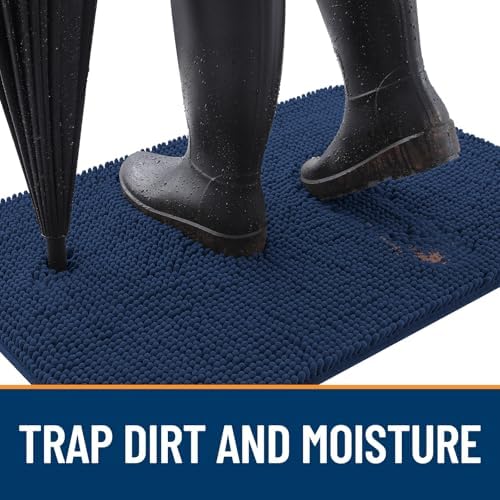 OLANLY Dog Door Mat for Muddy Paws 59x35, Super Absorbent Chenille Mud Mat