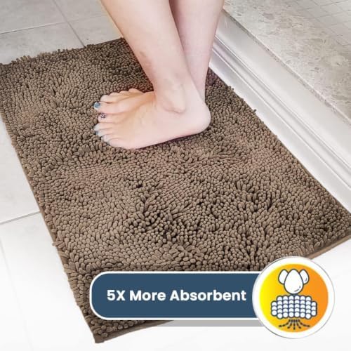 Muddy Mat® | Super Water Absorbent Door Mat Indoor, Microfiber Quick Dry Chenille Entryway Rug, Slip Resistant Front Door Mat, Indoor Mats for Entryway, Machine Washable Pet Rug, Taupe 24" x 120"