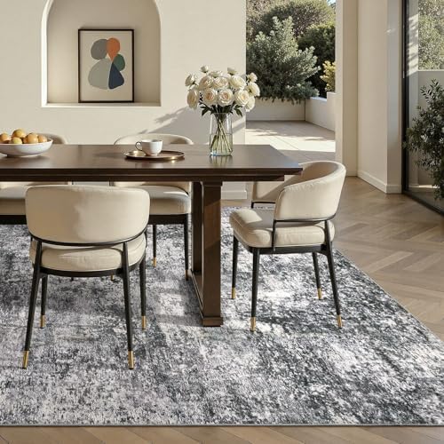 DMOYEST Area Rug Living Room Rugs 5x8 Washable Abstract Grey Carpet