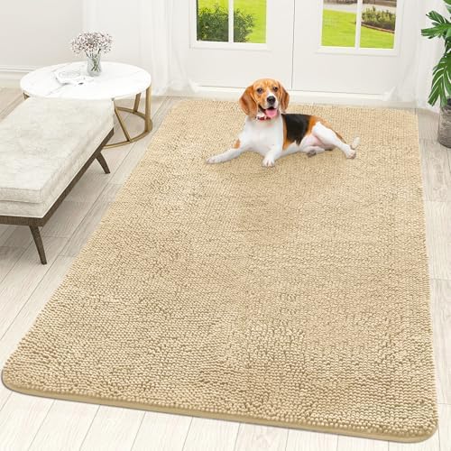 OLANLY Dog Door Mat for Muddy Paws 70x46, Super Absorbent Chenille Mud Mat