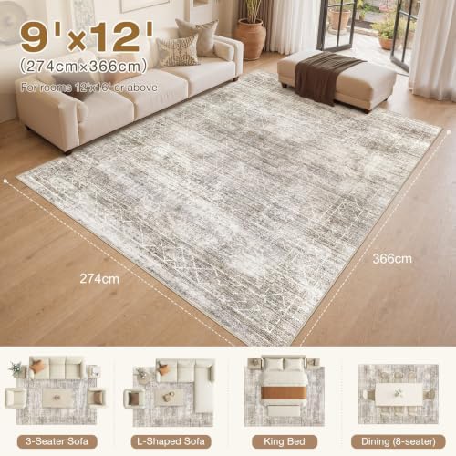 cotiled Boho 9x12 Area Rugs for Living Room: Large Moroccan Washable Rug