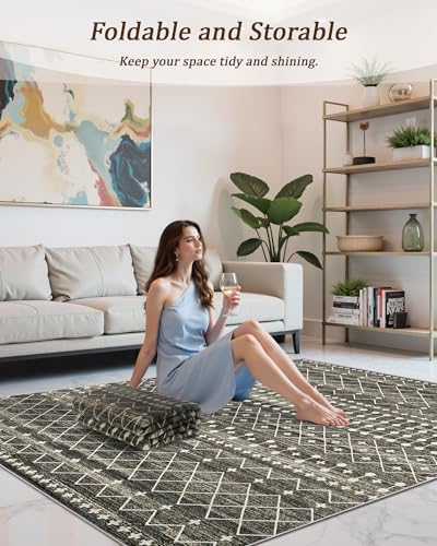 Miukiki 6x9 Area Rug Washable Non Slip Rug for Living Room Black