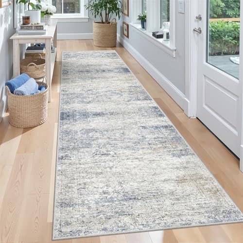 2x8 Runner Rug Non Slip,Washable Hallway Runner Rug,Blue