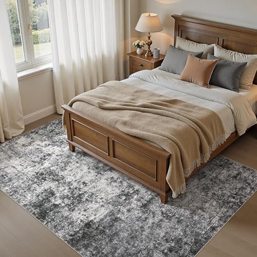 DMOYEST Area Rug Living Room Rugs 5x8 Washable Abstract Grey Carpet