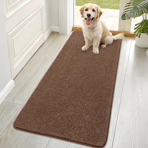 OLANLY Dog Door Mat for Muddy Paws 70x32, Super Absorbent Chenille Mud Mat