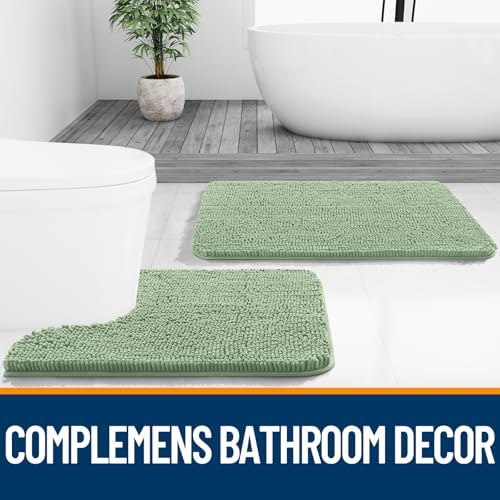 OLANLY Large Bathroom Rugs 44x32, Extra Soft Absorbent Chenille Bath Rugs