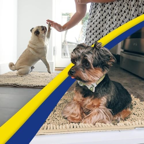 Muddy Mat® | Super Water Absorbent Door Mat Indoor, Microfiber Quick Dry Chenille Entryway Rug, Slip Resistant Front Door Mat, Indoor Mats for Entryway, Machine Washable Pet Rug, Sand 3ft x 3ft