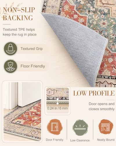 OLANLY 2x8 Washable Runner Rug, Soft Non Slip Carpet for Hallway Kitchen