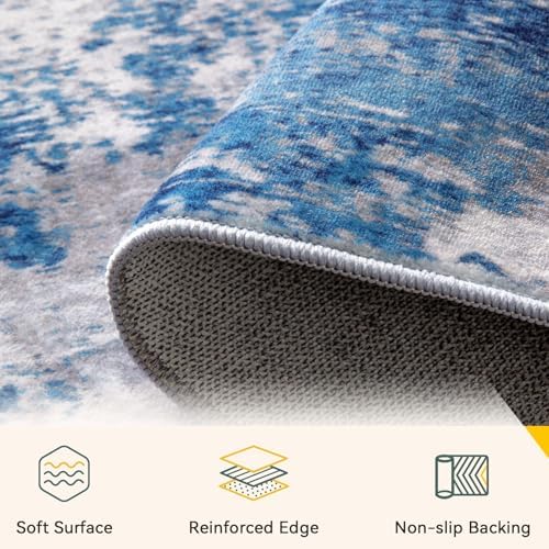 RELEANY Washable Square 10' x10' Area Rug for Living Room Blue Gray