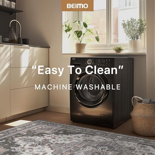 BEIMO Area Rugs 6x9 for Living Room Bedroom, Modern Modern Vintage Boho Washable Large Rug Soft Rug, Low Pile Floor Carpet with Non Slip Backing for Dining Room,Dark Grey