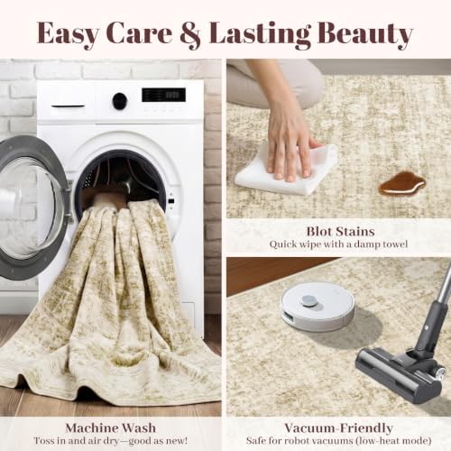 Homemate Washable Rug 4x6 Area Rugs - Vintage Rugs for Living Room