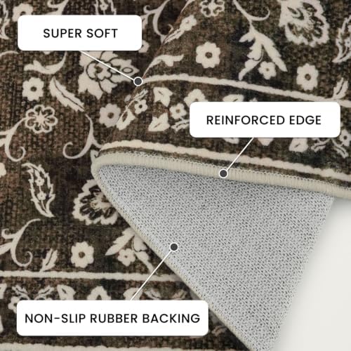 Washable Vintage 2x6 Runner Rug Non Slip Runners for Hallway