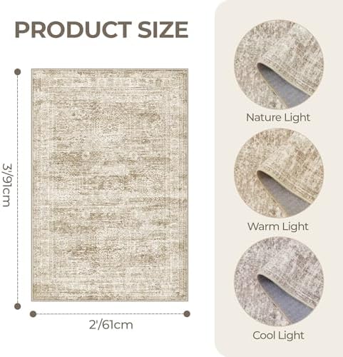 2x3 Rug Non Slip, Small Washable Entryway Rug,Brown