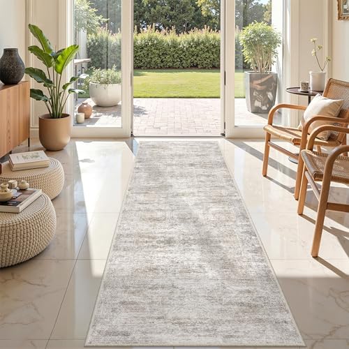 2'6 x 8' Runner Rug Non Slip,Washable Kitchen Rugs,Taupe