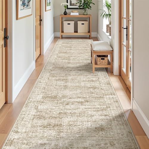 2'6 x 10' Runner Rug Non Slip,Washable Kitchen Rugs,Brown
