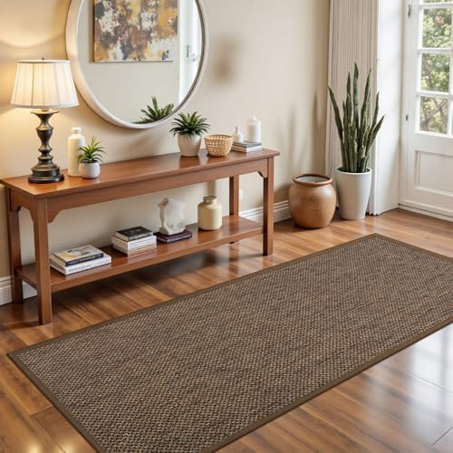 LEKEEPGO Long Door Mat 24"x59", Non Slip Washable Hallway Doormats, Brown