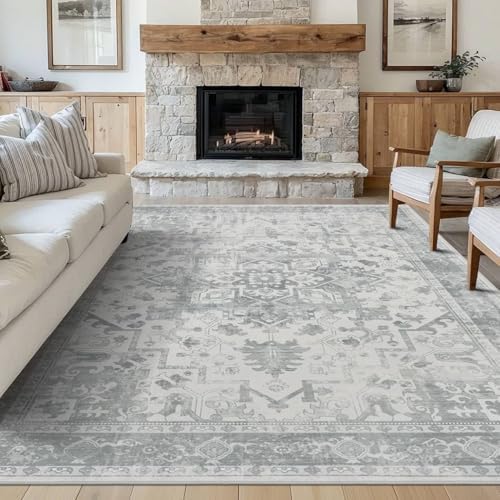 Rugxara 5X7 Washable Area Rug for Living Room, Light Grey