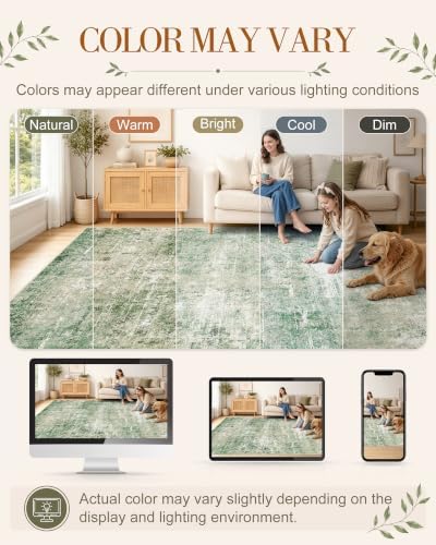 OLANLY 8x10 Washable Area Rug, Soft Non Slip Carpet for Bedroom Living Room