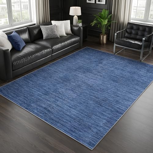 Valenrug 5x8 Area Rug Non Slip, Large Washable Rugs for Living Room, Navy