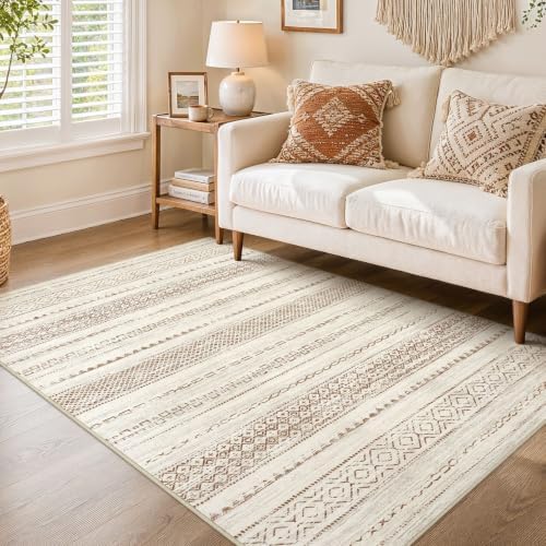Nakagishi Boho 4x6 Area Rug Living Room Rugs Machine Washable Brown