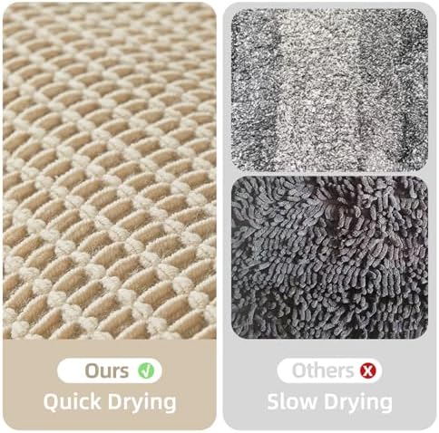 TYUU Waffle Runner Rug Bathroom, Long Boho Bath Mat, 72x24 Pale Beige