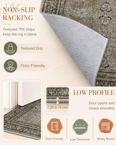 OLANLY 4x6 Washable Area Rug, Soft Non Slip Carpet for Bedroom Living Room