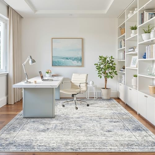 6x9 Area Rugs for Living Room,Large Washable Rug,Blue