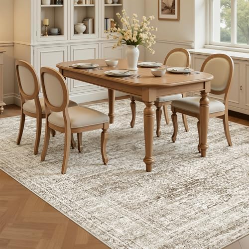 Soalmost 6x9 Area Rug for Living Room Washable Rugs Non-Slip Brown