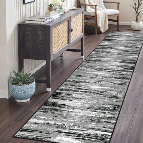 2x8 Runner Rug Non Slip,Washable Hallway Runner Rug,Black