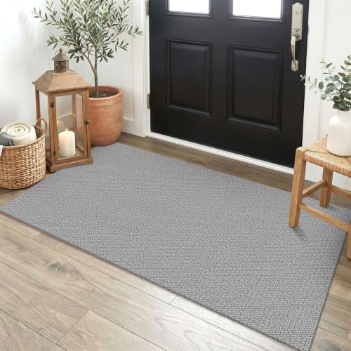 EARTHALL Washable Runner Rug, Non Slip Backdoor Rug, 2x4 Ft, Heather Gray