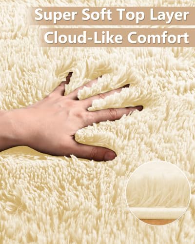 Smiry Area Rugs for Living Room Bedroom 3x5 ft, Fluffy Washable Carpet