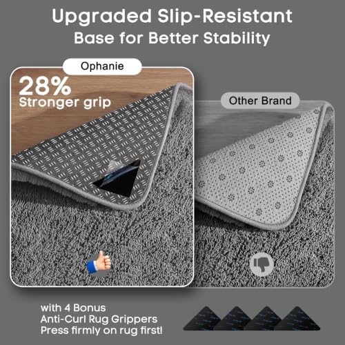 Ophanie 2x4 Small Rug Upgrade Non Slip Throw Bedside Area Rugs, Fluffy Soft Grey Mini Bedroom Carpet, Affordable Door Entryway Indoor Inside Front Entrance Dog Mat, Home Decor Aesthetic, Nursery