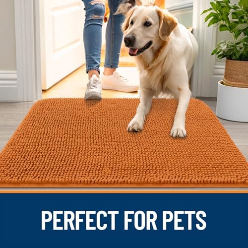 OLANLY Dog Door Mat for Muddy Paws 44x32, Super Absorbent Chenille Mud Mat