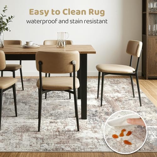 LOONGRUG 12x18 Area Rug Washable Large Neutral Modern Living Room Rugs